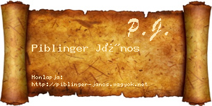 Piblinger János névjegykártya